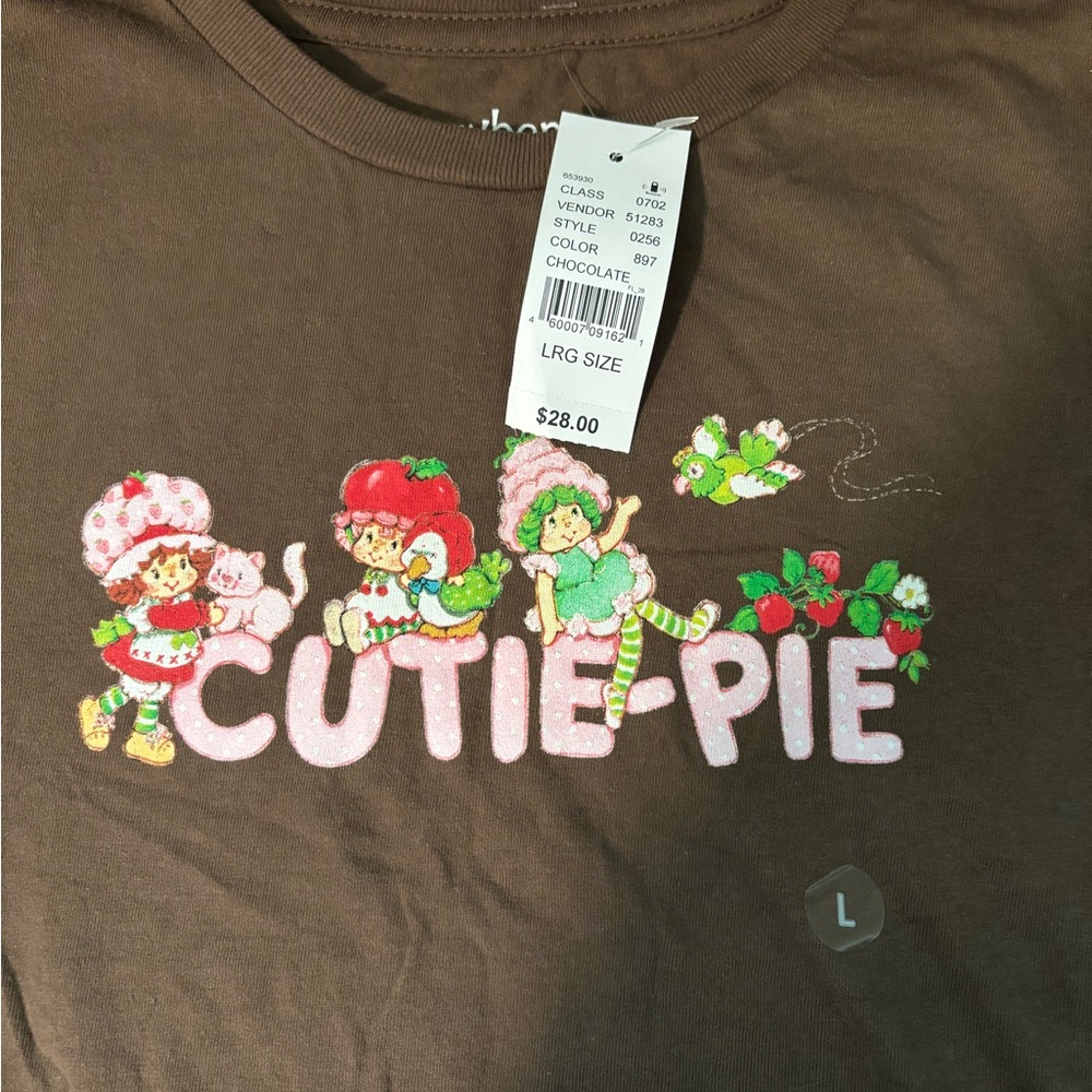 NWT PacSun Brown Strawberry Shortcake Cutie-Pie Graphic baby Tee large